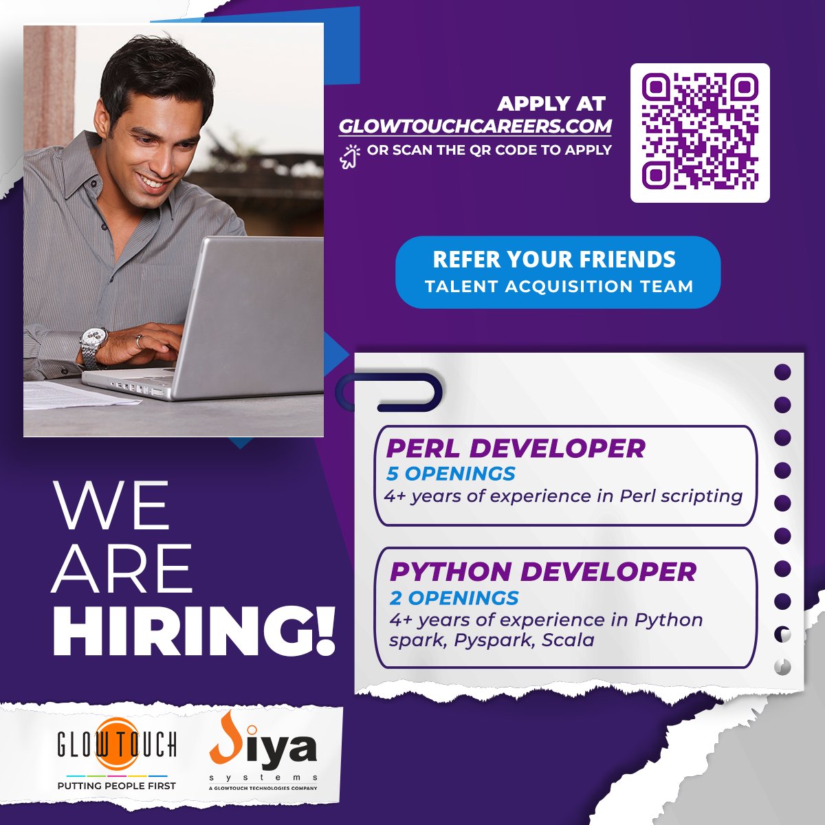 diya_systems's tweet image. You have the skills; we have a need for them. Perl, and Python developers with 4+ years of experience are encouraged to apply. Your path to growth begins at glowtouchcareers.com.
#Hiring #Perl #PerlDeveloper #Python #PythonDeveloper #Diya #GlowTouch