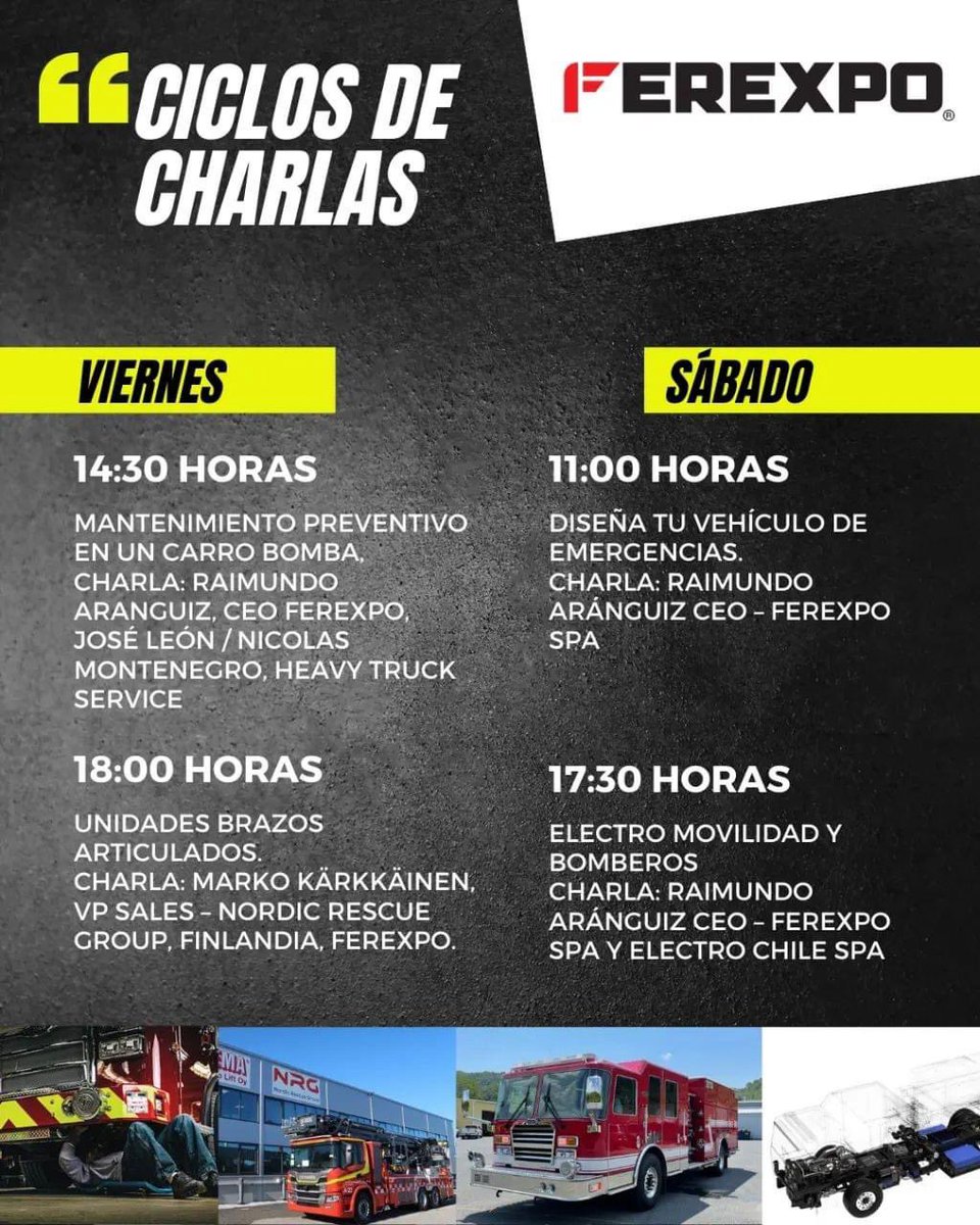 Nordic_Rescue's tweet photo. Nordic Rescue Group World Tour: From 3 to 5 June 2022, at the #FIBOM trade fair, Centro Cultural Estación Mapocho in Santiago de Chile.
#vemalift #saurus #nordicrescuegroup #firetrucks #rescue #chile #fibom #allinrescue #salabrand https://t.co/LQrePK2qUU