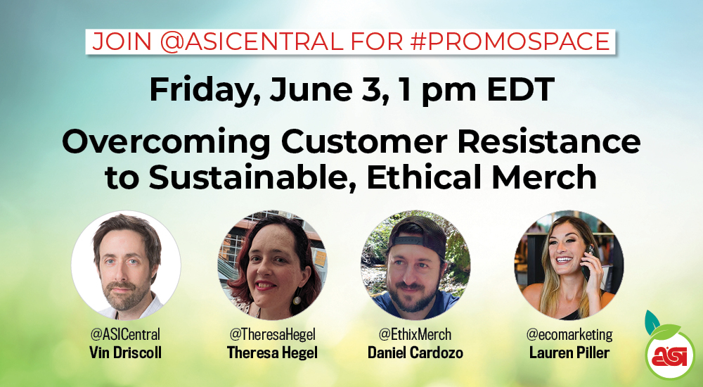 asicentral's tweet photo. This week's #PromoSpace is all about overcoming customer resistance to sustainable, ethical merch.
Host:
🎙️@TheresaHegel
Guests:
🎙️Daniel Cardozo (@EthixMerch)
🎙️Lauren Piller (@EcoMarketing)
When:
🗓️Friday, June 3, 1 pm EDT
#PromoCares ♻️
https://t.co/neio97nwHN https://t.co/KBv0jR2Lq4
