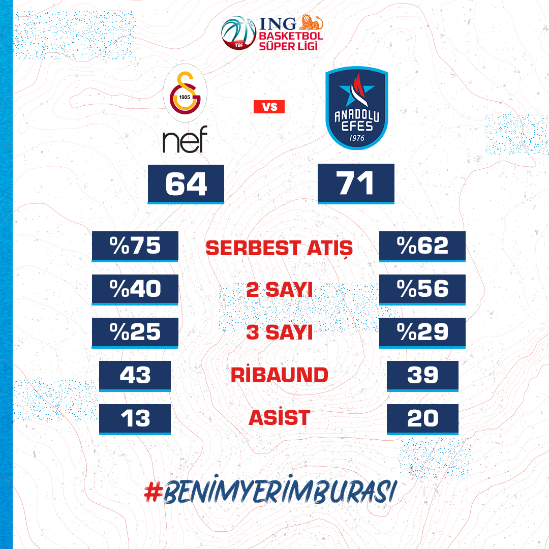 galatasaray nef efes maç istatistikleri