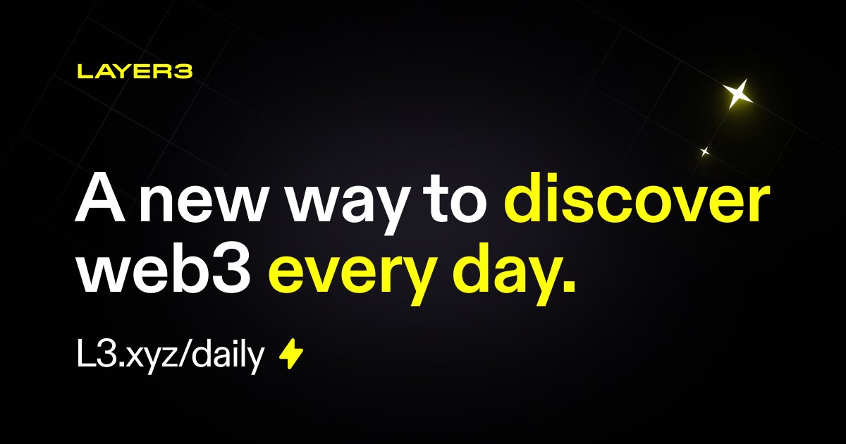 layer3xyz's tweet photo. Introducing Daily Bounties ⚡️ on @layer3xyz: 1 new way to discover web3 &amp; earn *every day*.

Check https://t.co/BSYgXsmull daily at 6pm PT to see today’s way to discover web3. https://t.co/uEaKNBJOkg