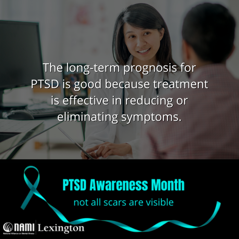 NAMILexington's tweet photo. The long-term prognosis for PTSD is good because treatment is effective in reducing or eliminating symptoms.
#PTSDAwareness #notallscarsarevisible https://t.co/ceNIpRgZlR