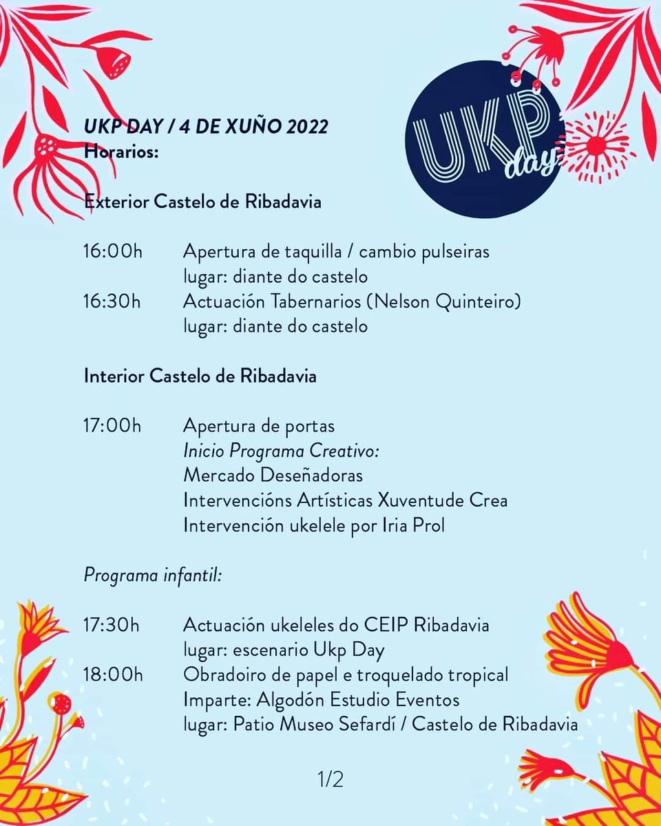 RibeiroEnComun's tweet photo. 🌴🍍 UKP DAY | 4 DE XUÑO. 🌴🍍

📌 Este sábado en #Ribadavia celébrase o festival UKP .

➡ Se aínda non tes entrada, podes mercala aquí: 👇
🎟ENTRADAS en https://t.co/Kd4CSDxyDW

👉 Máis info en @UkpDay 

#ukpday #ukelele  #ribeiro #Galicia #RibadaviaCapitalCultural https://t.co/eyptftAedR