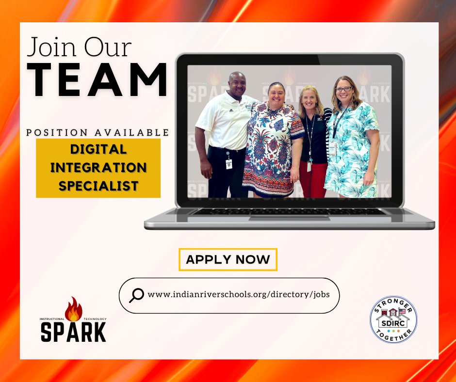MySpark_Sdirc's tweet image. 🔥Come JOIN @SDIRCTech!🔥
Do you have what it takes?
💻In-depth knowledge of current tech trends in ed, LMS, SSO, Windows/Google OS.
💻Experience effectively integrating tech into a setting and providing relevant technical training.
💻Great customer service skills.
#SPARK_IT