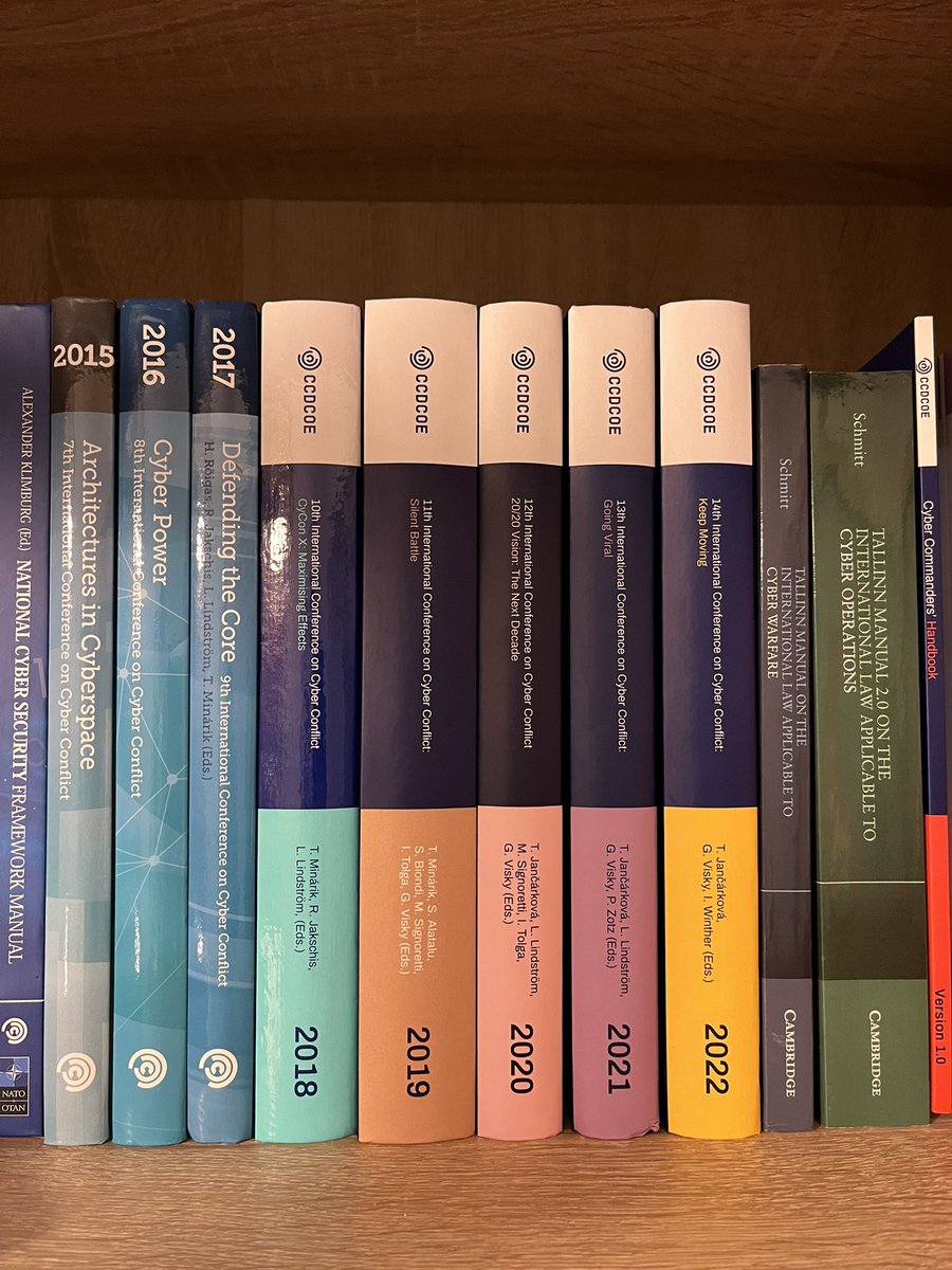 Thrilled to see so many #cybergurus back in Tallinn for #CyCon2022 <a href="/ccdcoe/">NATO CCDCOE</a> and the brightest ever cover colours of the CyCon Book! (though the #CyCon2019 Book does remain the thickest) Looking fwd to the goodreads inside! <a href="/KeirGiles/">Keir Giles</a> care to display your collection? #KeepMoving