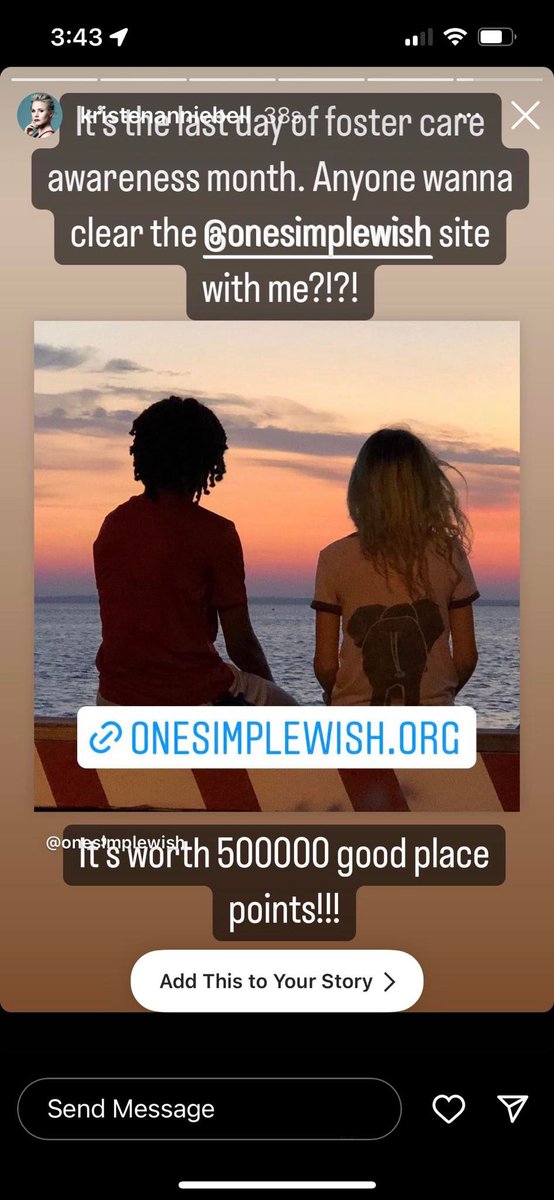 OneSimpleWish's tweet photo. Thank you @KristenBell for always shining your bright light on our kids! Now, everyone go do what mom says and earn yourselves 50,000 Good Place Points!!! https://t.co/1EwxJDoa9C https://t.co/g4cNvdW6fc