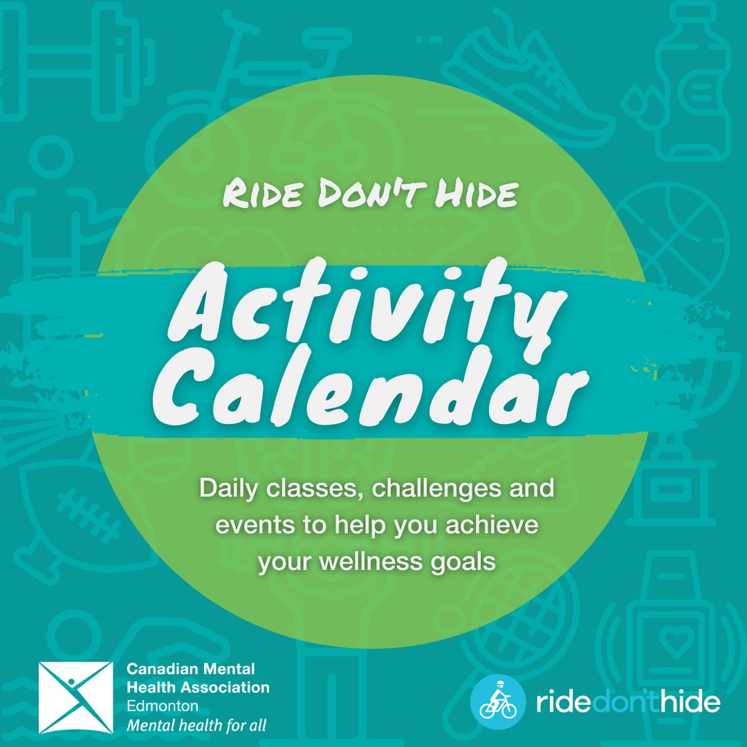 Our team has put together an activity calendar filled with classes, challenges and events to help you achieve your wellness goals! As well, fitness studios are offering classes with partial proceeds going to support CMHA Edmonton. Check it out at edmonton.cmha.ca/events/ride-do…!