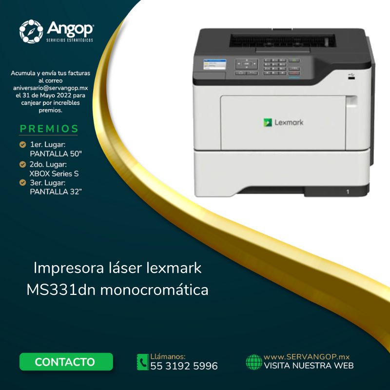 AngopServicios's tweet image. #Aniversario_Angop Lexmark MS331dn
Su tamaño compacto y peso ligero hacen que sea fácil de configurar y fácil de mover. Imprima más, pare menos El tóner High Yield Unison™ #lexmarkprinter #impresoralexmark
ventas@servangop.mx | 5571585821
servangop.mx/promociones