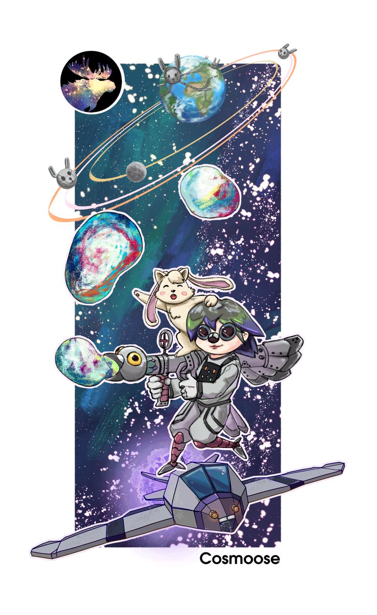 wooliondraws's tweet photo. I made a vertical version of my #famicase illustration, featuring @cosmoosic member June, for a friend who wanted it as sumafo wallpaper. https://t.co/itOnmaHZ0i