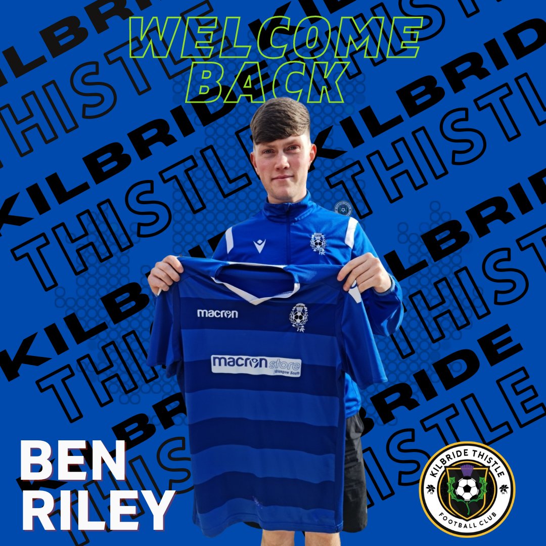 KilbrideThistle's tweet photo. The club are pleased to announce the resigning of winger Ben Riley.

Having the ability to play on either side with both feet Ben is a massive asset to the squad and the coaching staff look forward to pushing Bens development further.

🔵⚫⚽ https://t.co/kAmIKlmmAx