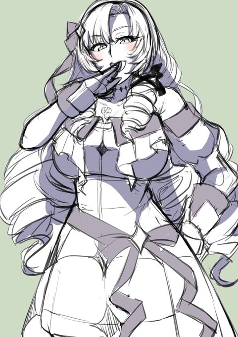 ザックリ構図を考えたサロメ嬢
やっぱり描くの難しいですわね～(;'・ω・)
後ろの縦ロールもっとデカい方が良くって? 