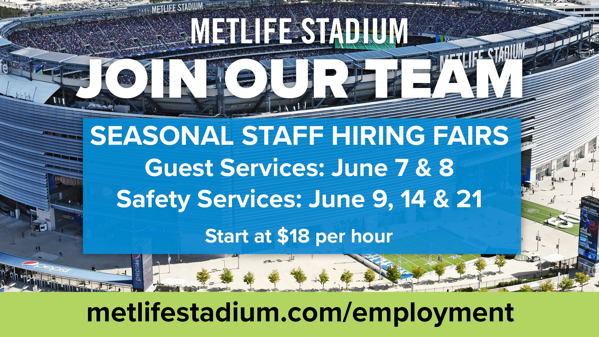 MetLife Stadium on Twitter "Want to work nyjets and Giants games and