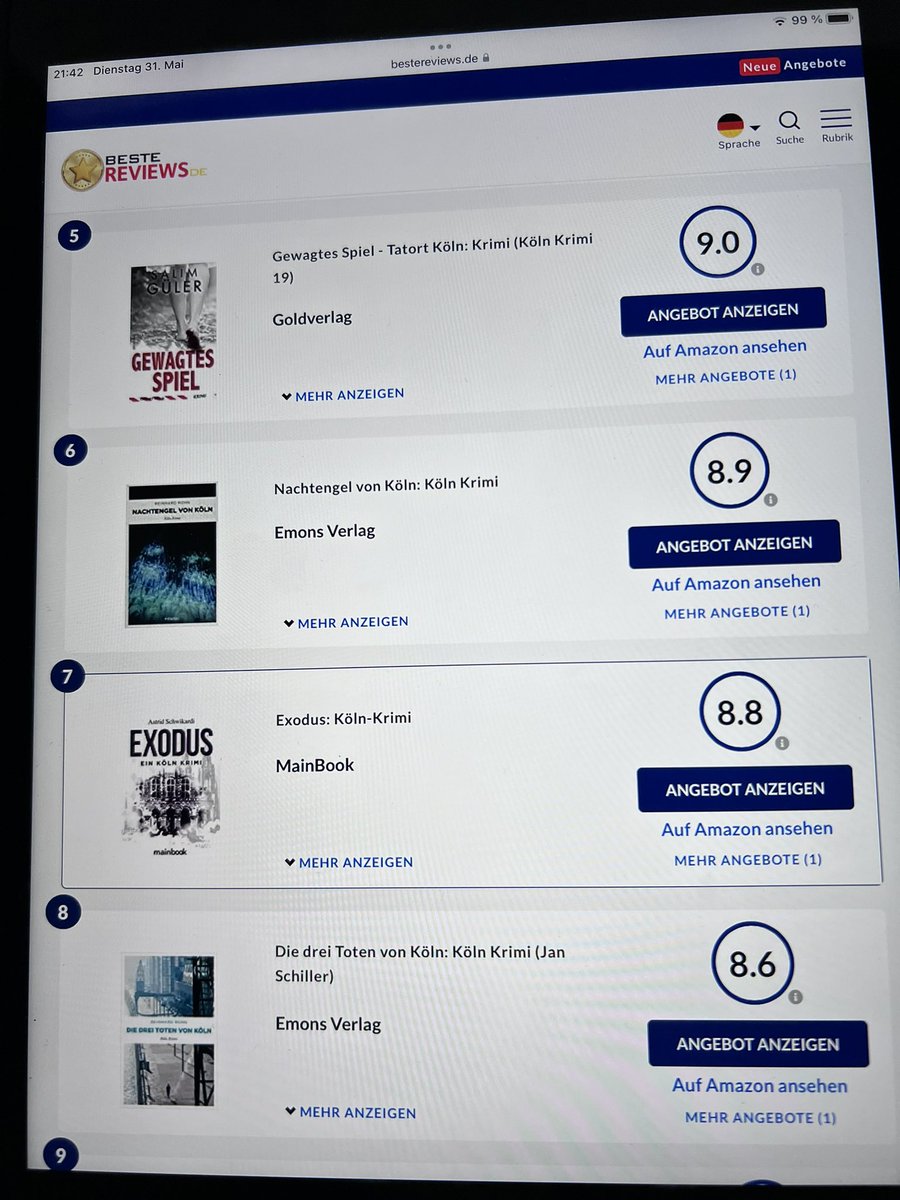 Wow 🤩 Platz 7 für „Exodus“
 
#bestenliste #BookTwitter #book #bookstagram #thrillerbooks #crime #bestereviews