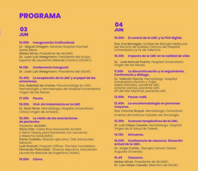 Valentin Garcia (@jvalentingg) on Twitter photo Este fin de semana tendrá lugar el 7 Congreso Iberoamericano de pacientes con LMC. Será un placer participar con colegas y amigos como <a href="/GCC_Cortes/">Jorge Cortes MD</a> <a href="/jlsteeg_doc/">Juan Luis Steegmann</a> <a href="/LFelipeCasado/">Luis Felipe Casado</a> <a href="/raularchena/">Raúl Pérez López</a> <a href="/JosManuelPuert1/">José Manuel Puerta</a> <a href="/LMC_PACIENTES/">Pacientes LMC</a> <a href="/Aelemic/">LMC AELEMIC España</a> <a href="/icmlf/">International CML Foundation</a> <a href="/cmlnet/">CML AdvocatesNetwork</a> <a href="/espGELMC/">GELMC</a> Este fin de semana tendrá lugar el 7 Congreso Iberoamericano de pacientes con LMC. Será un placer participar con colegas y amigos como <a href="/GCC_Cortes/">Jorge Cortes MD</a> <a href="/jlsteeg_doc/">Juan Luis Steegmann</a> <a href="/LFelipeCasado/">Luis Felipe Casado</a> <a href="/raularchena/">Raúl Pérez López</a> <a href="/JosManuelPuert1/">José Manuel Puerta</a> <a href="/LMC_PACIENTES/">Pacientes LMC</a> <a href="/Aelemic/">LMC AELEMIC España</a> <a href="/icmlf/">International CML Foundation</a> <a href="/cmlnet/">CML AdvocatesNetwork</a> <a href="/espGELMC/">GELMC</a>