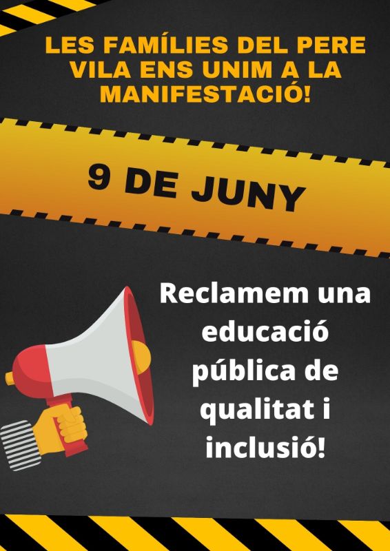 Les famílies del <a href="/EscolaPereVila/">Escola Pere Vila</a> ens unim a la manifestació.
Revertim les retallades! 
#VagaEducativa #VagaEducació #RecursosXEducació #revertimlesretallades #StopRetalladesEducacio