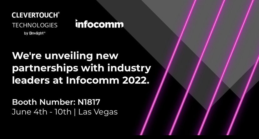 The Clevertouch team will be sharing some exciting news during Infocomm this year!! Don't miss out; make sure you visit us - Booth N1817 📈
#avtweeps #infocomm #infocomm2022 #clevertouch #myclevertouch #boxlight