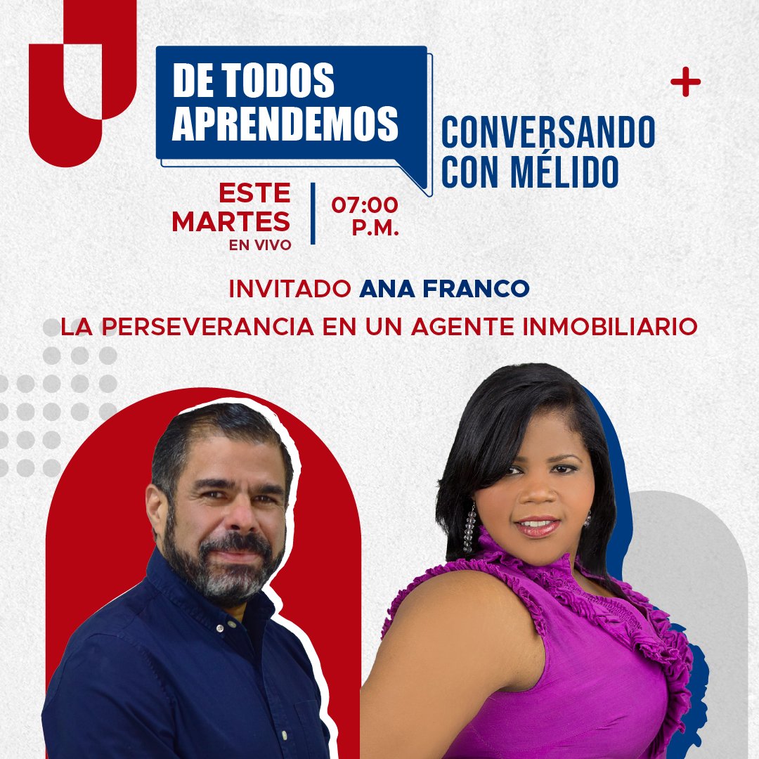 MelidoMarte's tweet photo. Hoy en DE TODOS APRENDEMOS: CONVERSANDO CON MÉLIDO, nos acompaña  Ana Franco, compartirá con nosotros la perseverancia de un agente inmobiliario.

En vivo a las 7:00 PM 👍

SUSCRIBETE A MI CANAL (https://t.co/0YZkPaCn6T)

  #agenteremax #agenteibmobiliario #agenteremax https://t.co/OVemnp7biW