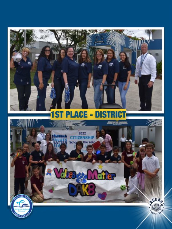 DevonAireK8's tweet photo. Way to go Jaguars!!!
Today we received the District’s School of the year Citizenship award for 2022 #valuesmattermiami #jaguarspounceback #Unstoppable @DevonAireK8 @MDCPS @MDCPSSouth https://t.co/Ue8EwXoez3