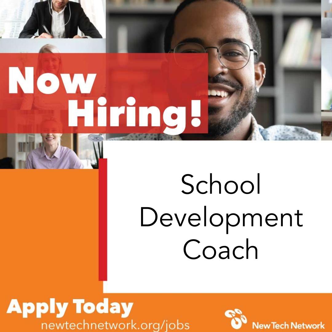 newtechnetwork's tweet photo. New Tech Network is hiring! We’re looking for a School Development Coach to join our team. Visit https://t.co/Tm3xJ7myuT to read more about the role and apply today. https://t.co/7X7Wx8Z02W
