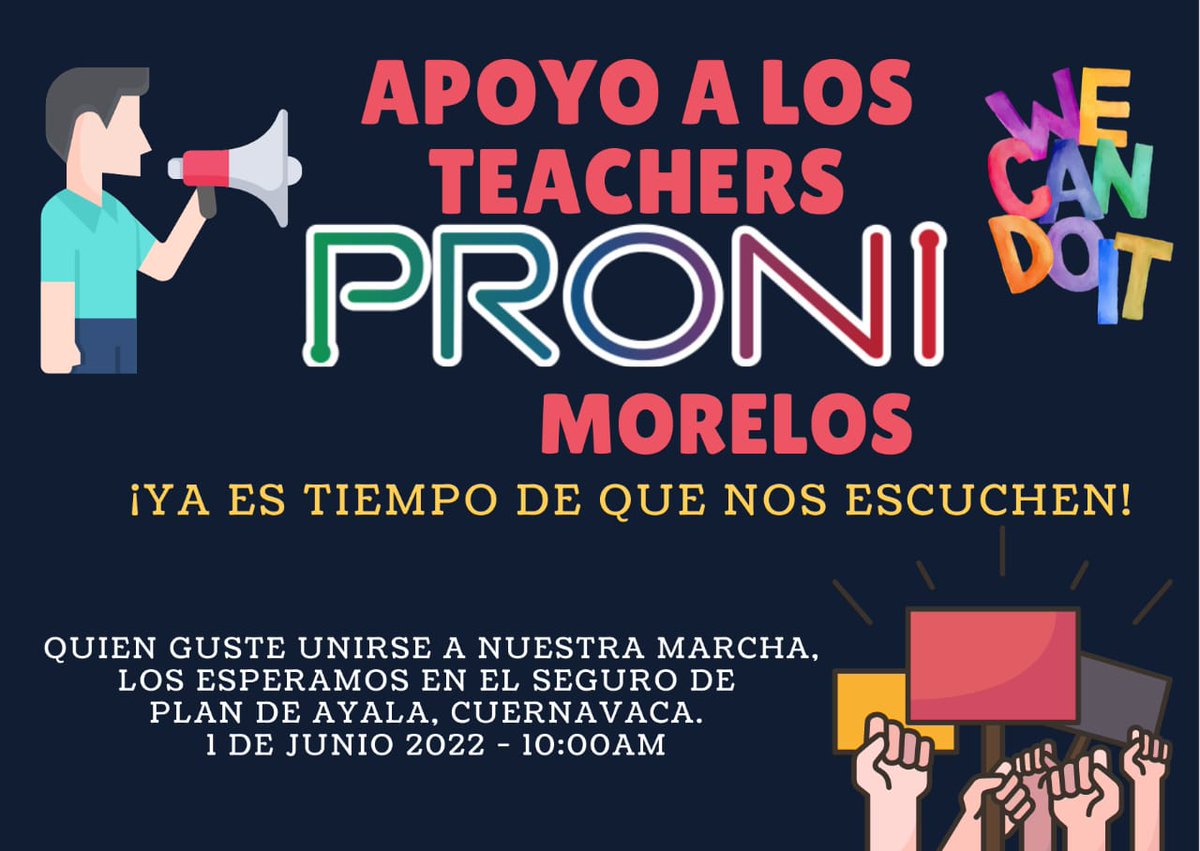 Apoyen es ahora o nunca!
Teacher PRONI exigimos el pago de lo ya trabajado. 
Se ve que al estado de Morelos le preocupa todo menos la educación.
<a href="/lopezobrador_/">Andrés Manuel</a>