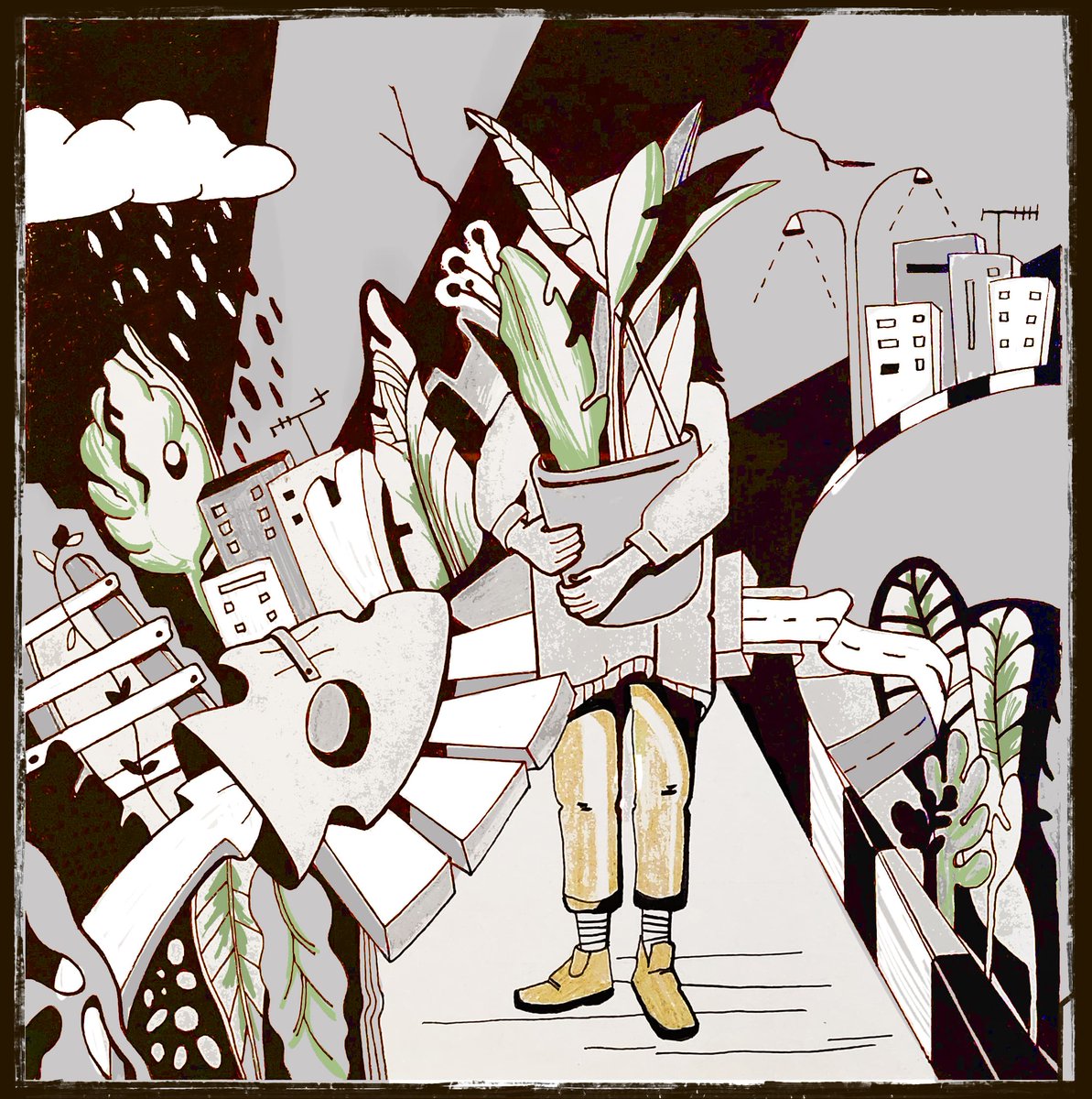 🌿🌸Daily Life 🌸🌿

When my mind is busy I start drawing . I draw what I see in my daily life on paper and plants are always a part of my work.

🖌️I drew that on paper.

🌸3.5 #XTZ 
🌸on <a href="/objktcom/">objkt</a> 

#NFTCommunity #sketch #drawingart #objktcom