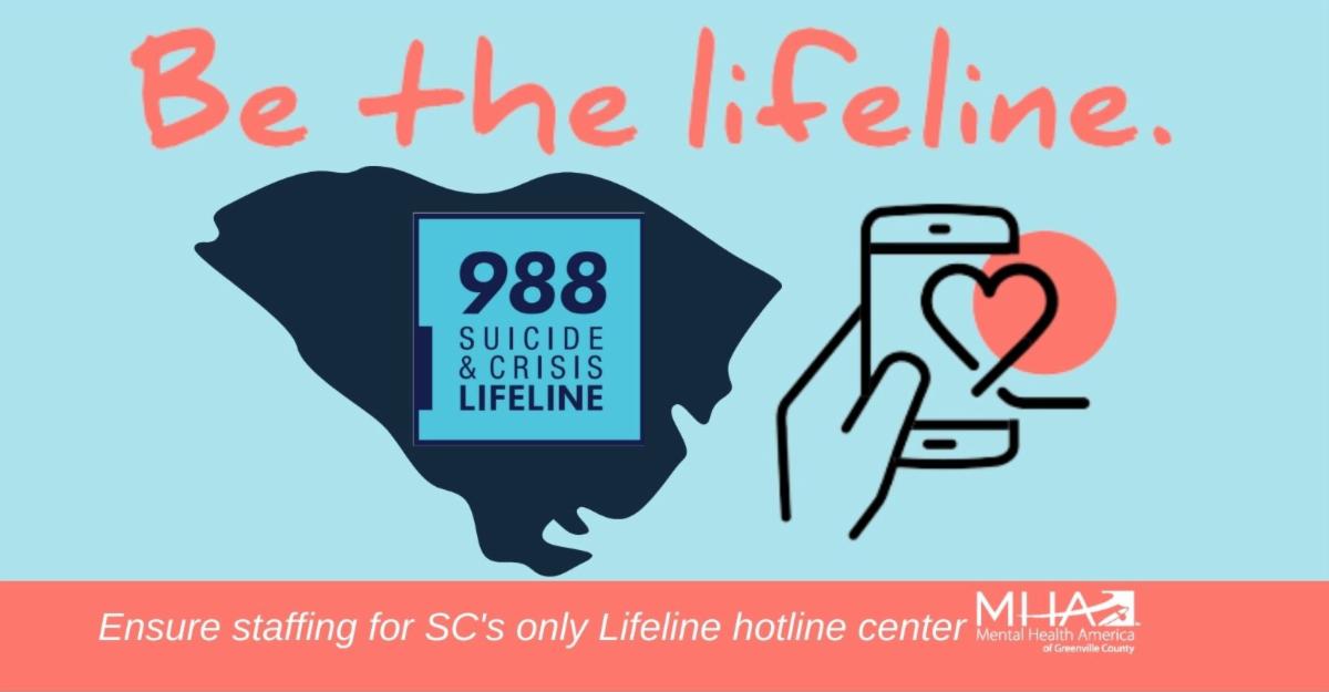 mhagreenville's tweet photo. Calling all SC friends-- On this last day of Mental Health Awareness Month, PLEASE check out and share the new www.gofundme/988sc page. Learn about 988 SC, launching in July. Every donation provides life-saving support for our state's only Suicide/Crisis Lifeline hotline center. https://t.co/IW8gYYeXqq
