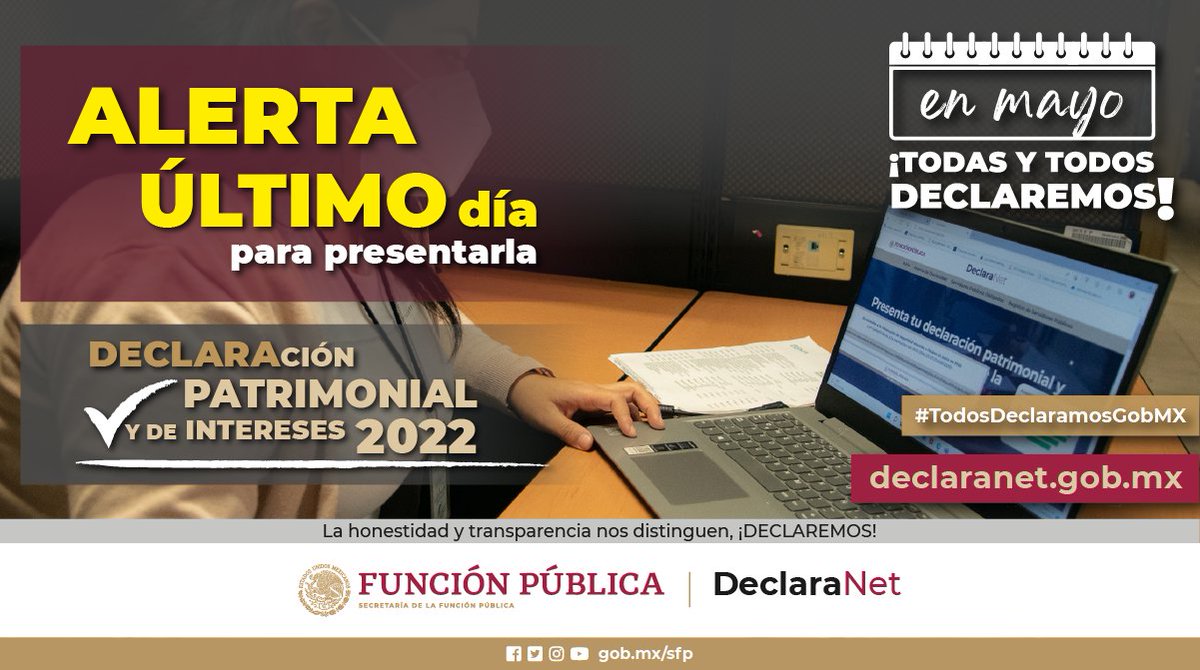 TecNM_MX's tweet photo. #ElTecNMInforma
🚨¡#ÚltimoDía!🚨

Si aún no has realizado tu #Declaración Patrimonial y de Intereses 2022, te invitamos a realizarla. https://t.co/wb9er7wcqM