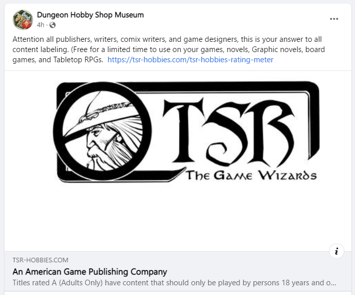 BrainClouds's tweet photo. So TSR and the DHSM is looking to be the ESRB of RPGs. https://t.co/K1gbYSYAjV