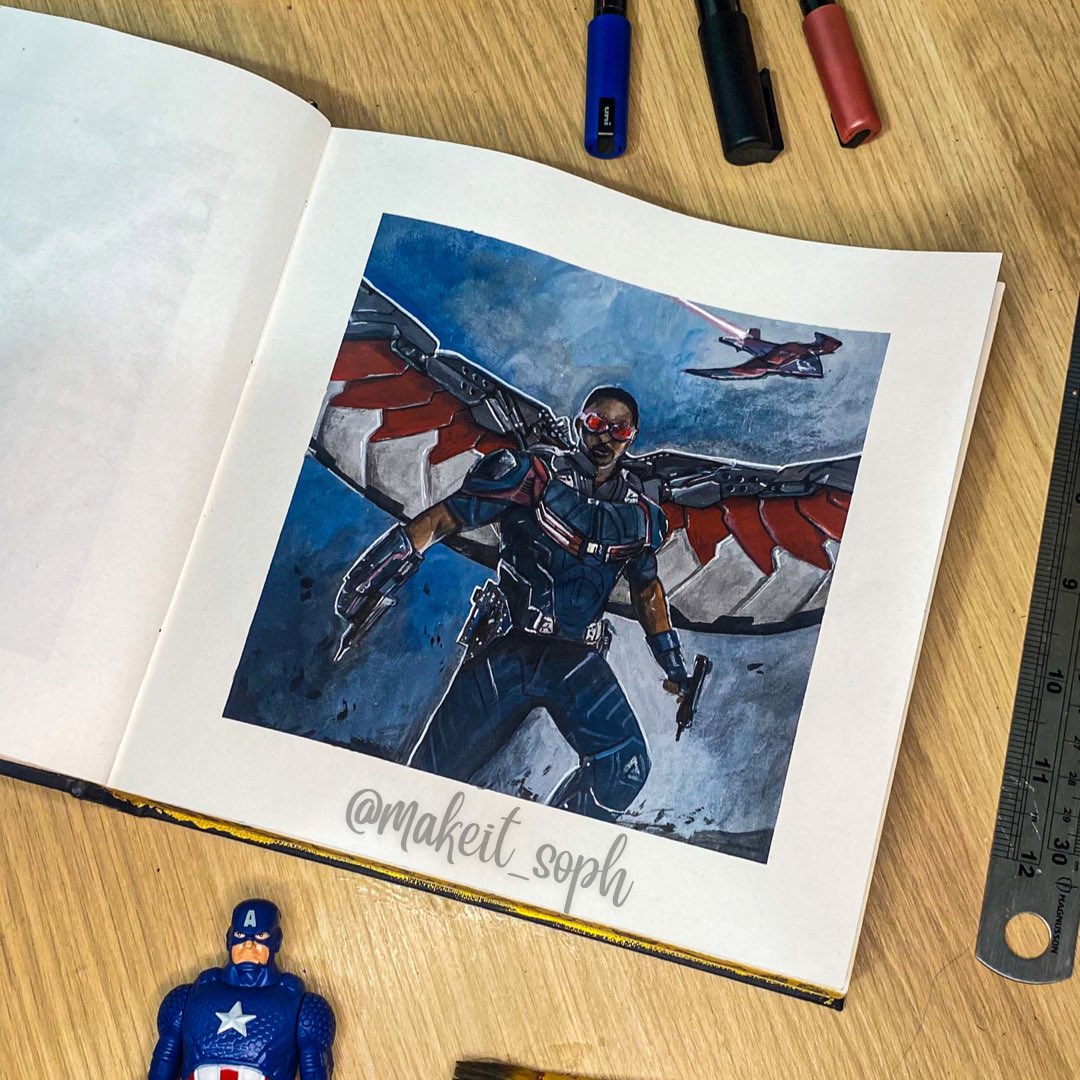 #Marvel Sketchbook Challenge - F is for Falcon! 🦅 6/94 #acrylicpainting #sketch #ArtistOnTwitter #Art