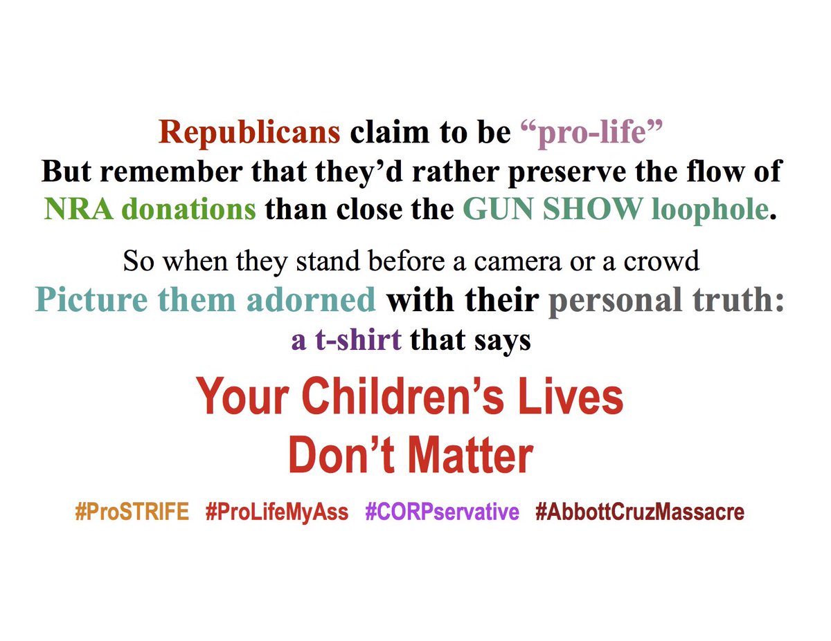 ProgVoters's tweet photo. @RBReich NRA cash is worth more than public safety for today’s
GOP > #PLINOs - pro-life in name only.
90% of Americans support full background checks. #CORPservative Republicans can’t support that because manufacturers will sell less guns IF SOME ARE FOUND UNSAFE TO OWN THEM.
Please RT https://t.co/o4jDtVHm4M
