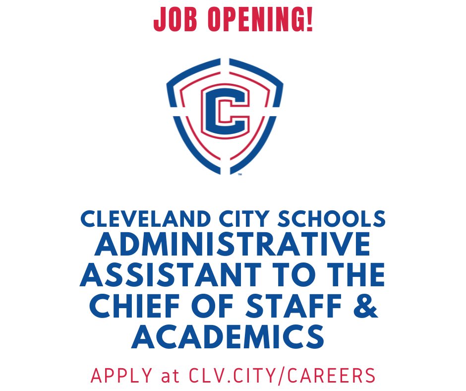 Cleveland City Schools is hiring an administrative assistant position. Apply online at clv.city/careers!