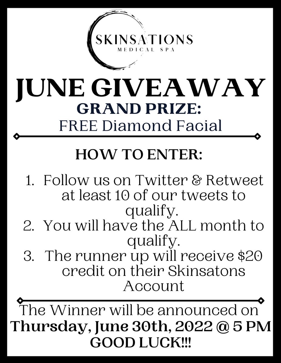SkinsationsATL's tweet photo. 🌞Happy June! It's officially summer and you know we have the deals to give your skin a great feel! Call us Today!🌞
#skincare #June2022 #summertime #FlashSale #Giveaways #acne  #Deals https://t.co/Qb84mKAqyh