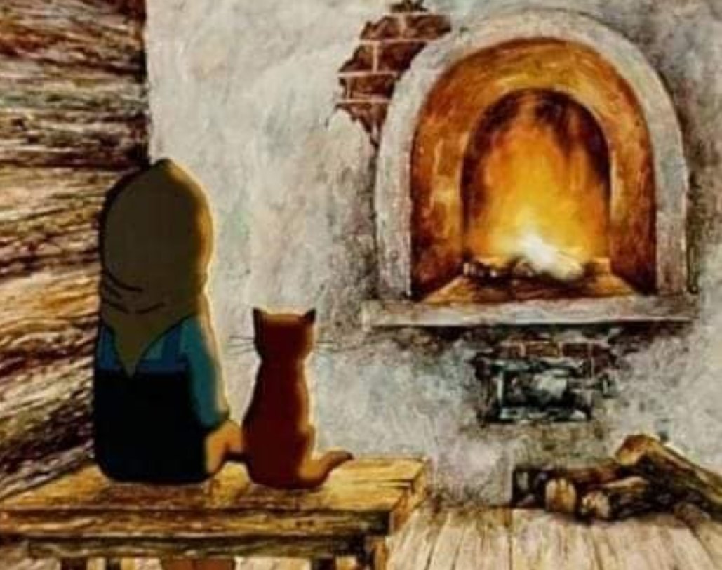 Огонь в печи живопись