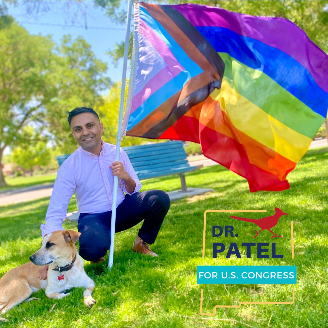 PatelforNM's tweet photo. Out and Proud for US Congress! 🌈 Proud to be the only out LGBTQ candidate running for a statewide or federal position in New Mexico. 
#equalitymatters #pride2022 #lgbtq #prideeve #marriageequality #saygay #nm02 #nmpol #patelfornm @VictoryFund @equalitynm @newmexicogay https://t.co/6mGqmx2rK7