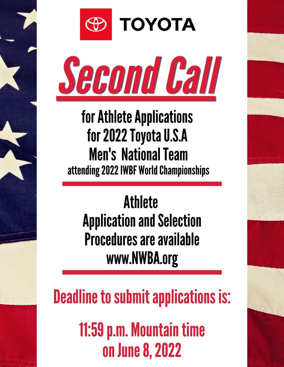 This is the 2️⃣ND "Call for Applications" for the Toyota USA Men's Wheelchair Basketball National Team. 💻📥

Please visit the following link to read more about the application and selection process:

nwba.org/news_article/s…

No previous applicants need to resubmit an application.