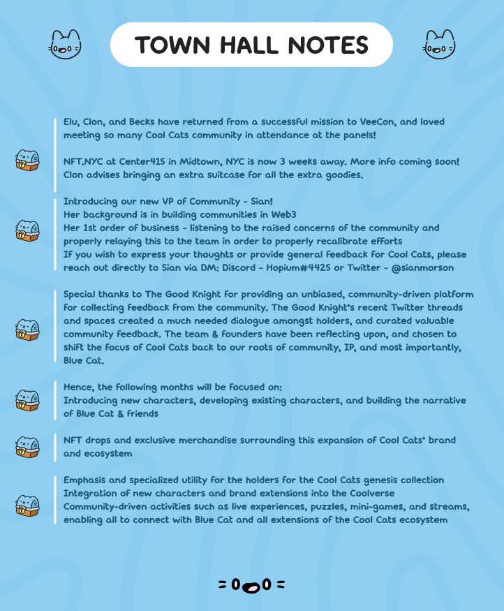 coolcats's tweet photo. Did you missed Town Hall on Friday?

No worries! We got you! 😼🫡

Here are some notes and the recording from Town Hall held May 27th:

🔊https://t.co/wlNY7v56ic https://t.co/fnfPPAfkZA