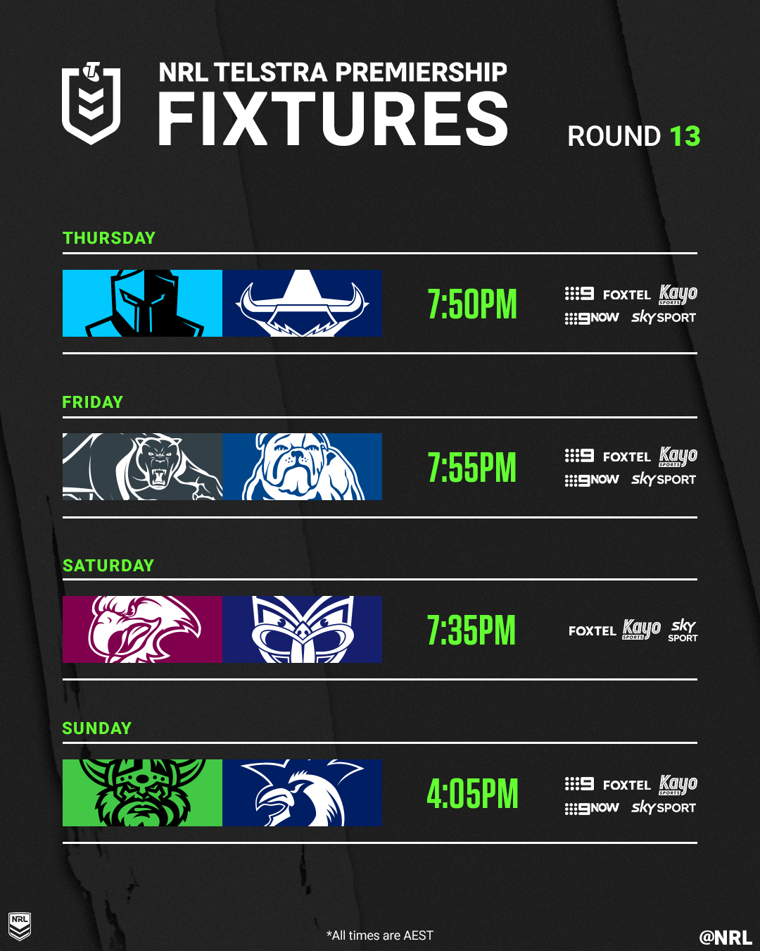NRL on Twitter "First bye round of the season coming right up! 😲 NRL