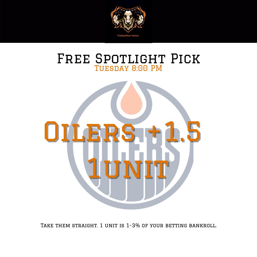 threepeatgoat's tweet photo. We’ve got another NHL Spotlight for the Goat Fam tonight! If we get 15 retweets on this post we will drop a free MLB play for today’s premium card! #NHL #NBA #MLB #gamblingtwitter #Oilers #EdmontonOilers #Habs #BleedGreen #Leafs #BarstoolSportsbook #GOAT𓃵 #GoatFam https://t.co/lFtchxIaSk