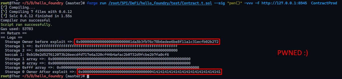 fil0ver's tweet photo. Let's TakeOver the Owner with the @nodauf
Nice challenge from @OpenZeppelin  Using Foundry what a pleasure! :)
#ethernaut #Array #CTFs https://t.co/P4JNty3cAS