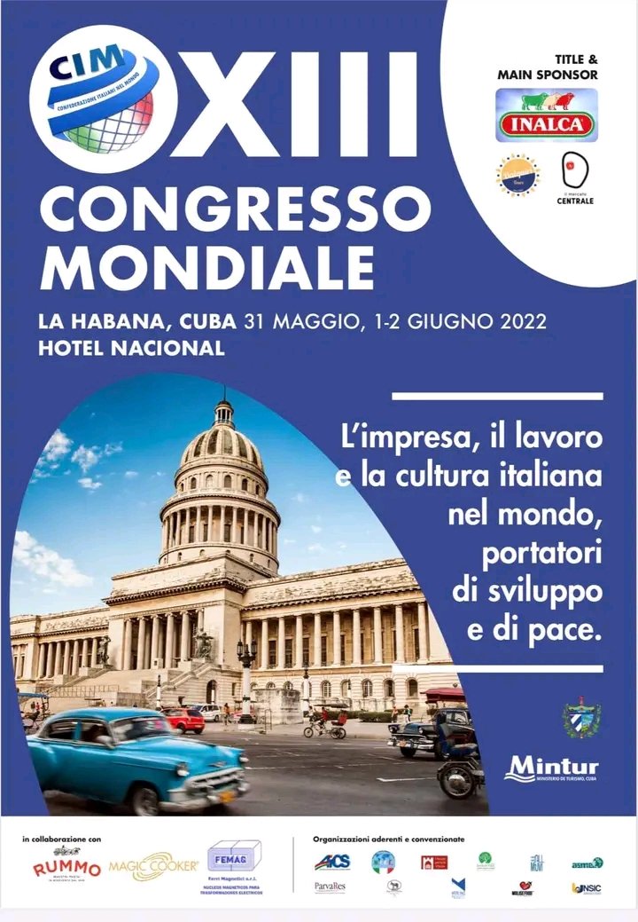 MMarreroCruz's tweet photo. Quedó inaugurado en la tarde de #Hoy, el XIII Congreso Mundial de la Confederación de Italianos en el Mundo (CIM), oportunidad para impulsar inversiones, negocios y relaciones comerciales entre #Cuba 🇨🇺 e #Italia 🇮🇹.
#CubaÚnica https://t.co/rmUzhpXQJG