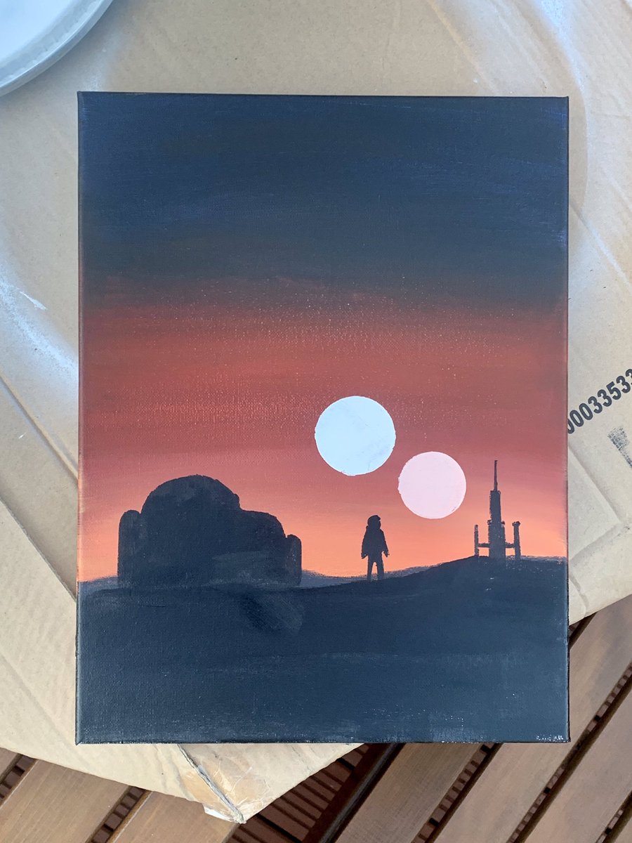 DJSSDrums's tweet photo. Spent the last few hours making this Tatooine Painting. I don’t paint very often but I think it looks awesome! I want to recreate it on a drumhead soon @MarkHamill 

@starwars @StarWarsUK https://t.co/x7wP1ajnhv