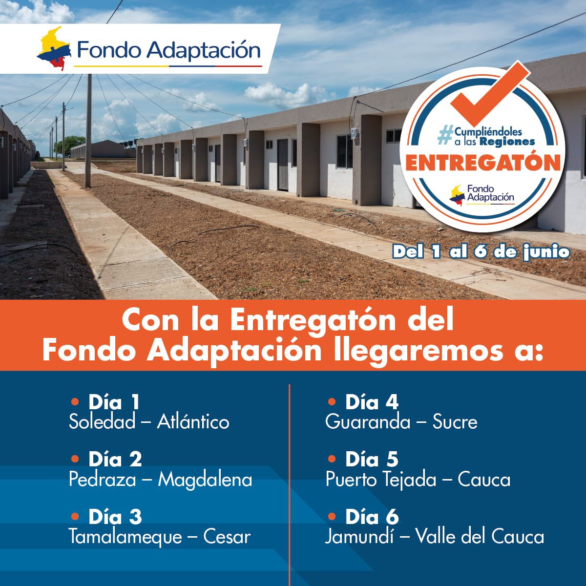 Mañana miércoles iniciaremos la #Entregatón por diferentes regiones del país, visitaremos 6 departamentos en los que entregaremos soluciones de vivienda, centros de salud y una sede educativa. 🏨🏠🏛 #CumpliéndolesALasRegiones