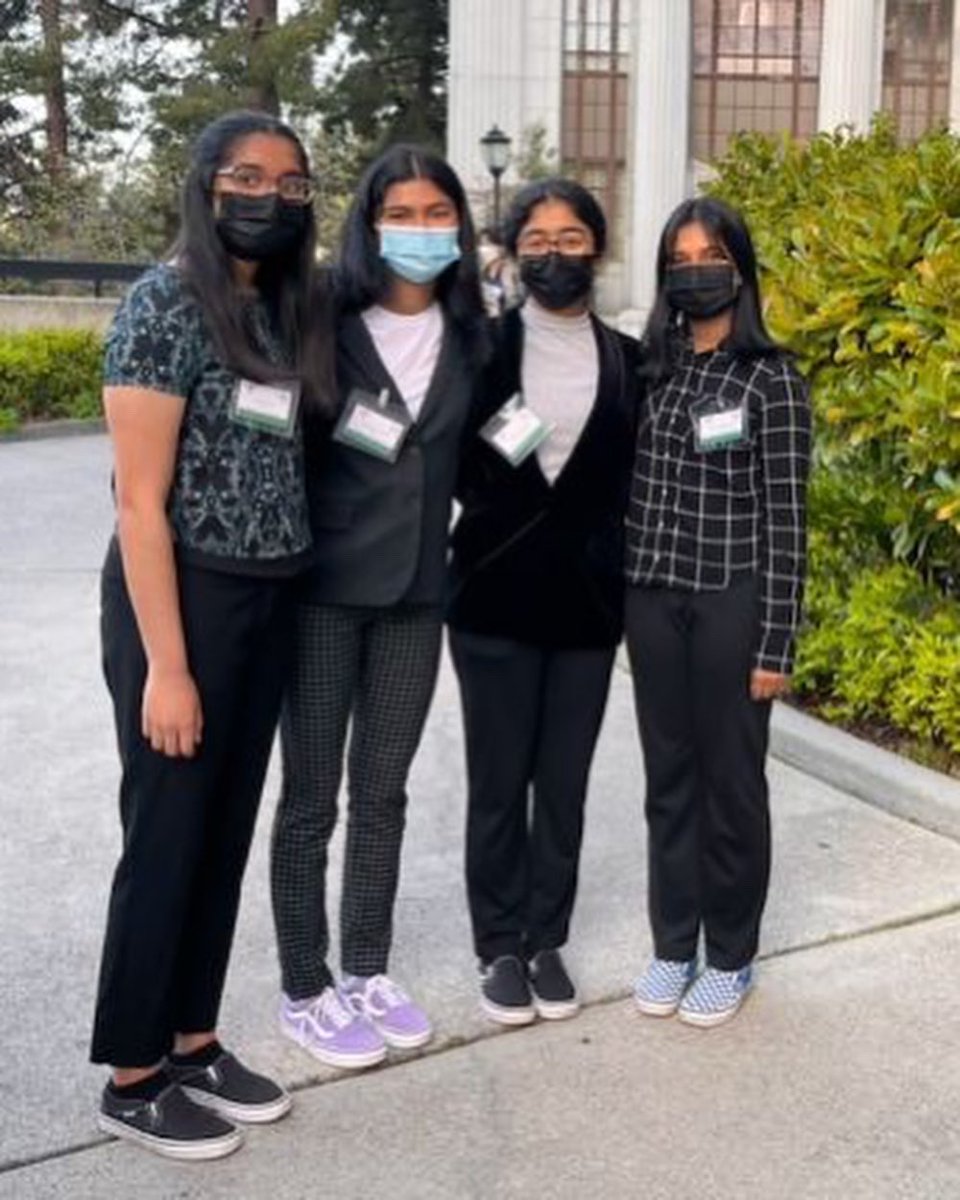 Dougherty Valley High students Fatimah H., Nidhi G., Niharika N. and Sonia P., received 1st place honors as Bioengineering Champions  at BioEHSC™ at UC Berkeley! SRVUSDisthePlaceToBe