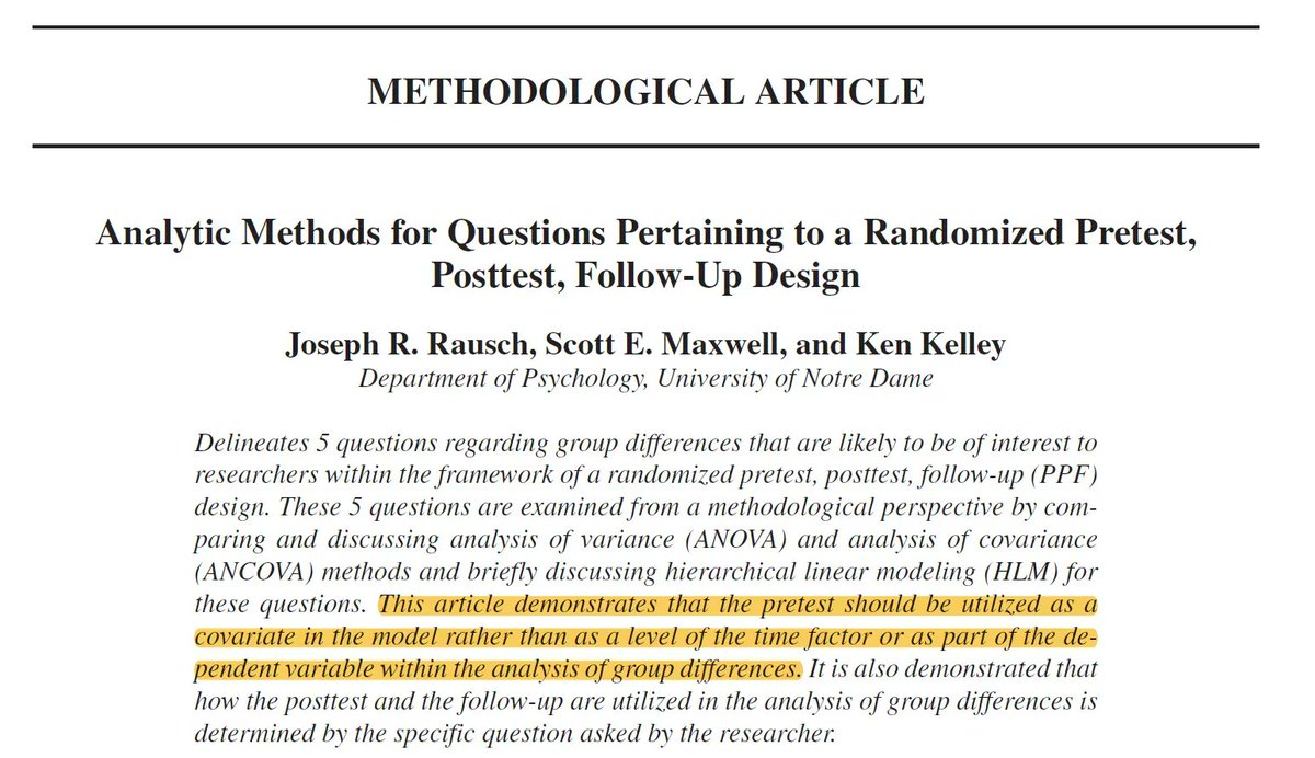 GuyProchilo's tweet photo. In an RCT we should focus on effects that arise from comparisons of groups. Causal inferences can be made about these effects due to randomization. Effects *within* groups are difficult to interpret because they are assessed from the perspective of a single-group design

#phdchat https://t.co/cPvQGduexJ