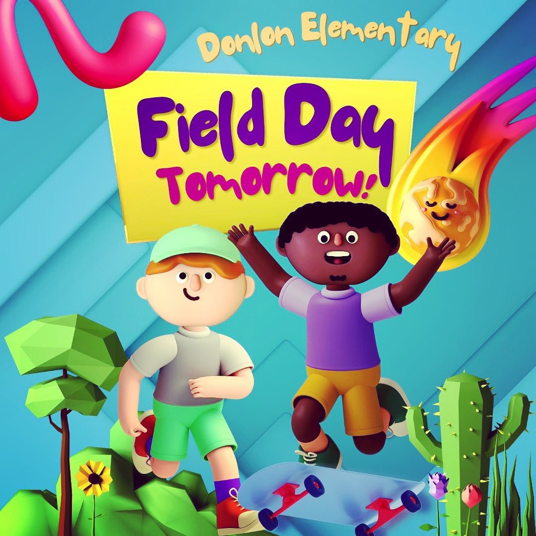 DonlonPTA's tweet photo. Tomorrow is our much anticipated Donlon Field Day!

Please make sure students dress comfortably &amp; have sneakers, water bottle &amp; sunscreen so they can enjoy Field Day!

Tomorrow’s forecast is predicted to be “Sunny &amp; warm” w/ a high of 83. #donloncubs https://t.co/djGgdxcSt2