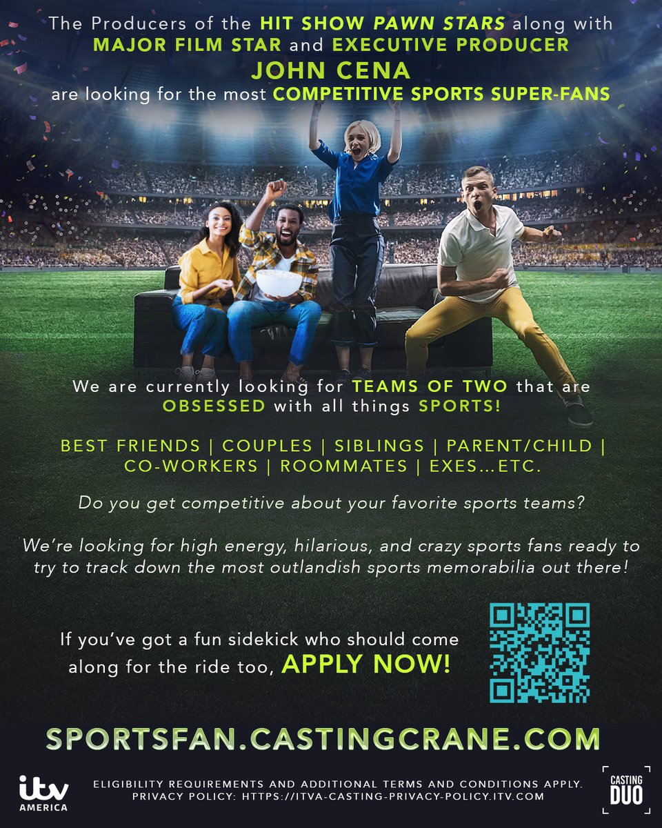 CastingDuo's tweet photo. Now Casting competitive sports fans! Apply now: https://t.co/X7YVSgsidc https://t.co/4Cl86uzxOk