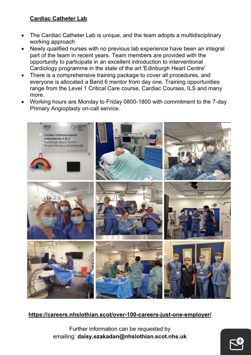 An opportunity for #RegisteredNurse to join an exciting #MDT set up within ⁦<a href="/RIECathLab/">RIE Cath Lab</a>⁩ ⁦<a href="/Juliemc70546205/">Julie mclaughlin</a>⁩ ⁦<a href="/Michell10251597/">Michellejack</a>⁩ ⁦<a href="/jenwatters74/">Jennifer Watters</a>⁩ ⁦<a href="/RIE_Lothian/">Royal Infirmary of Edinburgh</a>⁩ ⁦<a href="/NHS_Lothian/">NHS Lothian</a>⁩. Come join us #EdinburghHeartCentre❤️