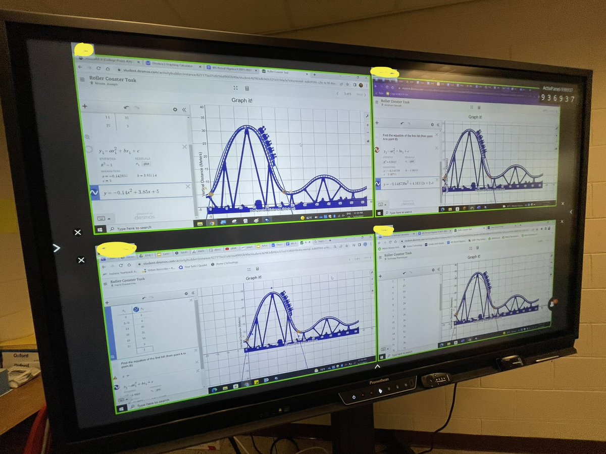 mathwith_mrcox's tweet image. My Algebra 2 students today split up into groups and screen shared some equations of roller coasters. It was fun to do a continuing “alike and different” as we presented new equations. They even got a ride on a roller coaster out of the deal!
