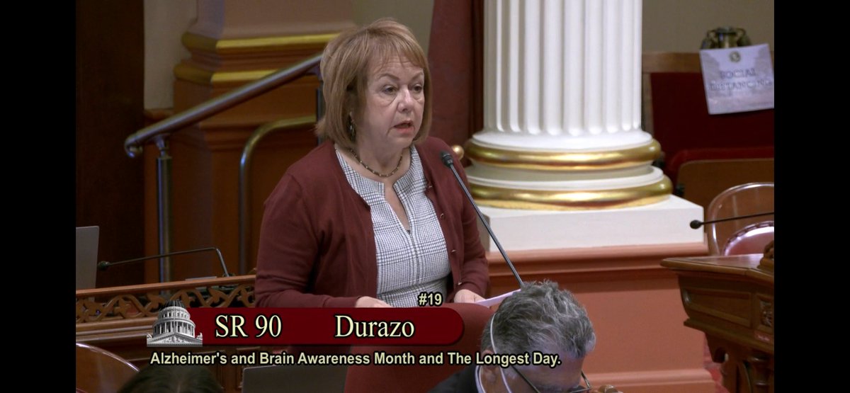californiaalz's tweet photo. JUST NOW: @SenMariaEDurazo presented #SR90 honoring Alzheimer's & Brain Awareness Month in June! Thank you @ShannonGroveCA & @JoshNewmanCA for sharing your story and supporting our fight to #ENDALZ #Care4Alz https://t.co/CahK1koRvJ