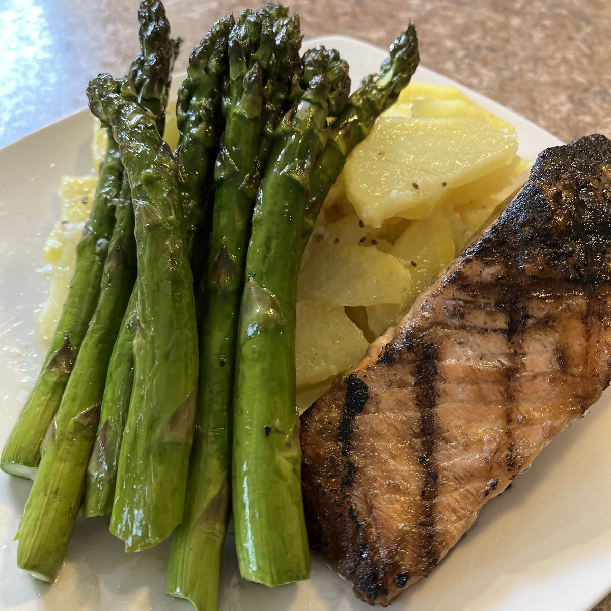 Grilled Salmon with Roasted Asparagus & Lemon Chia Butter Potatoes 🍽 #ChefAtHome #Cooking #HealthyEating